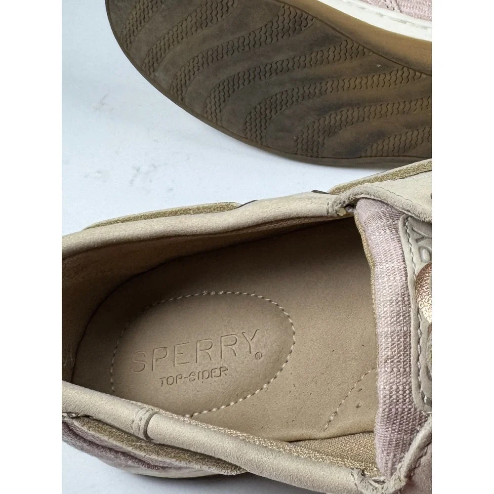 Sperry Koifish STS86519 Womens 7.5 Linen Pink Sparkle Moc Toe Lace Up Boat Shoes